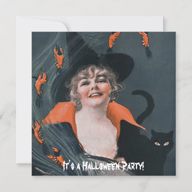 Vintage Witches Brew with Lobsters Invitation (Front)