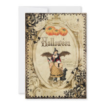 Vintage Witches Halloween Party Invitation Cards