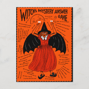 Vintage Witch's Mystery Answer Game Postcard