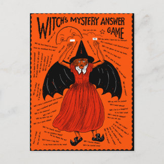 Vintage Witch's Mystery Answer Game Postcard