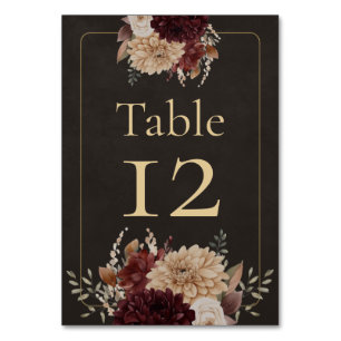 Vintage Witchy Floral Wedding Table Number