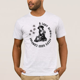 Vintage Witchy Lady and Dog Illustration T-Shirt