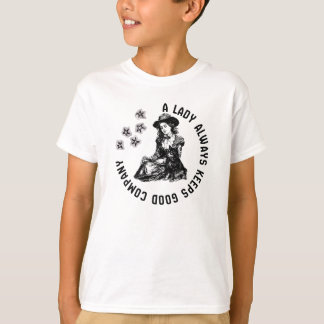 Vintage Witchy Lady and Dog Illustration T-Shirt