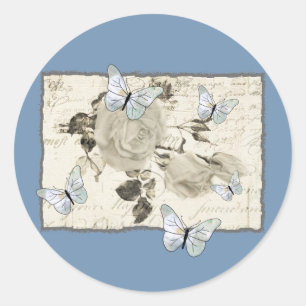 Vintage with butterflies classic round sticker