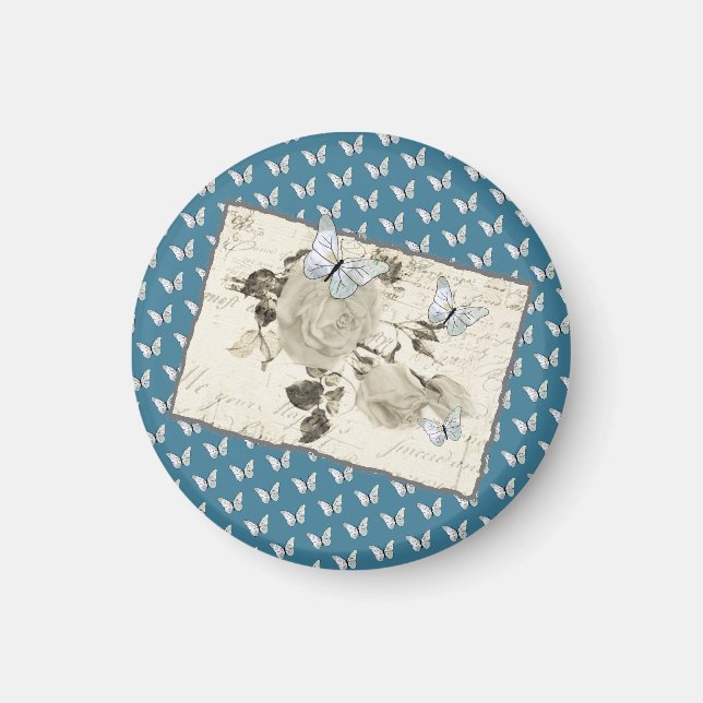 Vintage with Butterflies Magnet (Front)