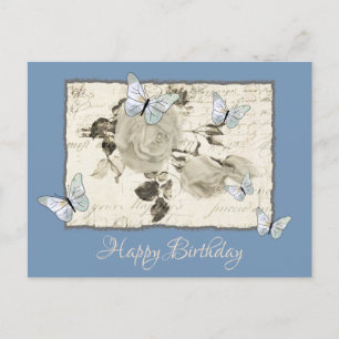 Vintage with butterflies postcard