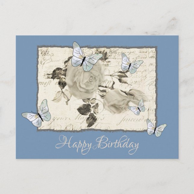 Vintage with butterflies postcard (Front)