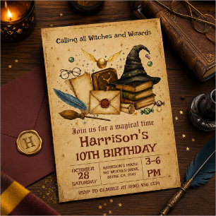 Vintage Wizard Birthday Invitation
