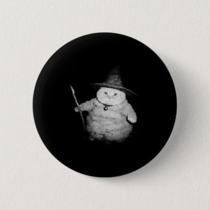 Vintage Wizard Cat Weird Funny Halloween Cat Meme 2 Inch Round Button