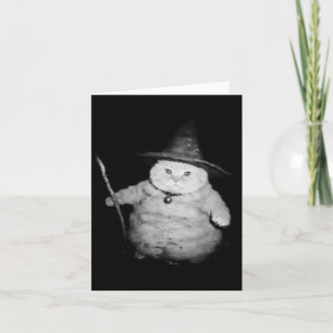Vintage Wizard Cat Weird Funny Halloween Cat Meme Card