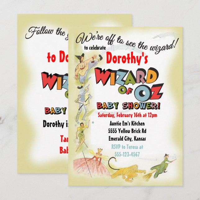 Vintage Wizard of Oz Baby Shower Invitations (Front/Back)