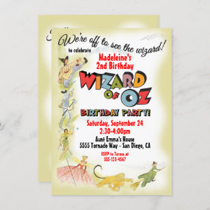 Vintage Wizard of Oz Birthday Party Invitations