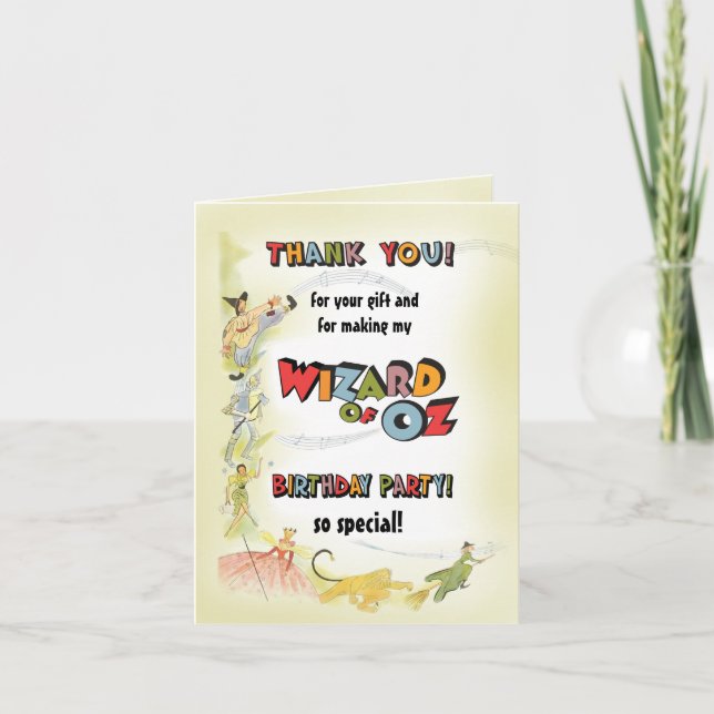 Vintage Wizard of Oz Birthday PartyThank You Cards (Front)