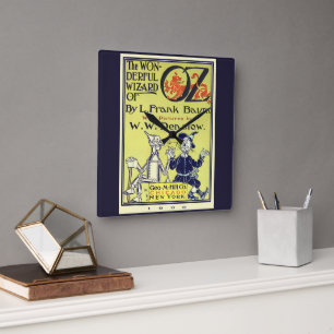 Vintage Wizard of Oz Book Cover Art, Title Page Square Wall Clock