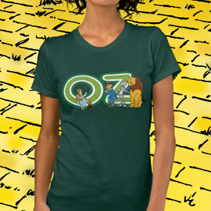 Vintage Wizard of Oz Characters and Text Letters T-Shirt