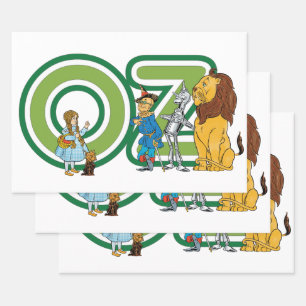 Vintage Wizard of Oz Characters and Text Letters Wrapping Paper Sheet