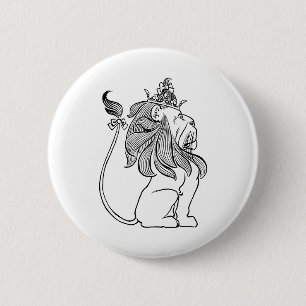 Vintage Wizard of Oz, Cowardly Lion with Crown 2 Inch Round Button