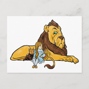 Vintage Wizard of Oz, Dorothy and Toto with Lion Postcard