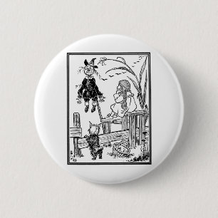 Vintage Wizard of Oz, Dorothy Toto Meet Scarecrow 2 Inch Round Button