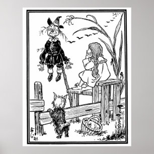 Vintage Wizard of Oz, Dorothy Toto Meet Scarecrow Poster