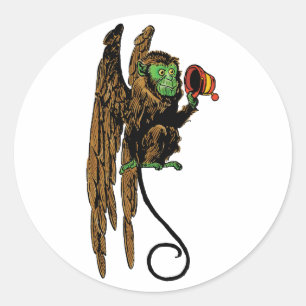 Vintage Wizard of Oz, Evil Flying Monkey Hat Classic Round Sticker