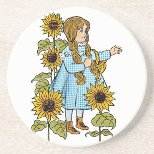 Vintage Wizard of Oz Fairy Tale Dorothy Sunflowers Coaster