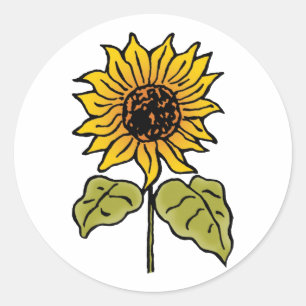 Vintage Wizard of Oz Fairy Tale Sunflower in Bloom Classic Round Sticker