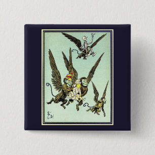 Vintage Wizard of Oz, Flying Monkeys with Dorothy 2 Inch Square Button