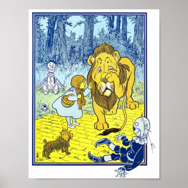 Vintage Wizard of Oz Illustration Poster (Front)