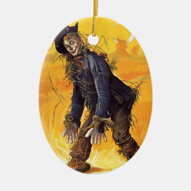 Vintage Wizard of Oz Scarecrow Ceramic Ornament (Front)