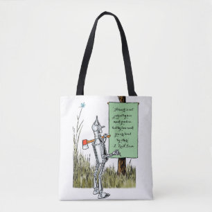 Vintage Wizard of Oz, Tinman Reading Sign Tote Bag