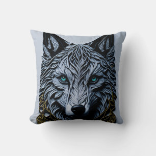vintage wolf 2 throw pillow