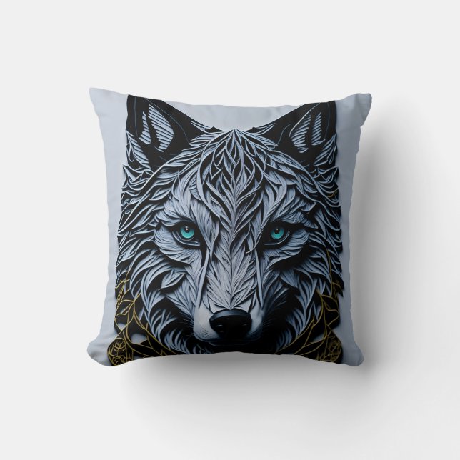 vintage wolf 2 throw pillow (Front)