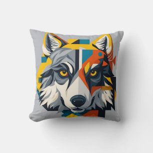 vintage wolf 3 throw pillow