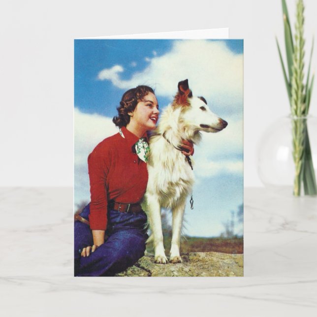 Vintage Woman and Dog, Mother's Day Card (Front)