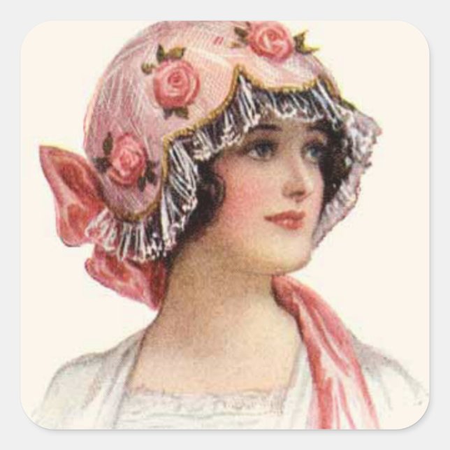 Vintage Woman and Hat Sticker (Front)
