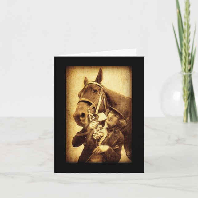 Vintage Woman and Horse Birthday Card (Front)