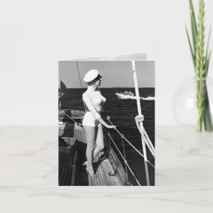 Vintage "Woman at Sea" Card