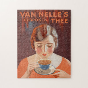 Vintage Woman Drinking Tea Jigsaw Puzzle