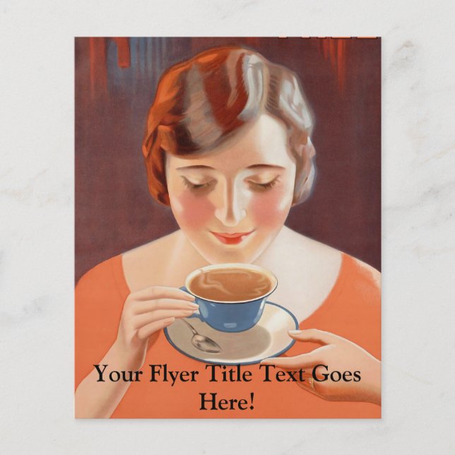 Vintage Woman Drinking Tea Painting Ad Flyer (Front)