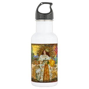 Vintage Woman Golden Sun: Leo Zodiac Collage Art 532 Ml Water Bottle