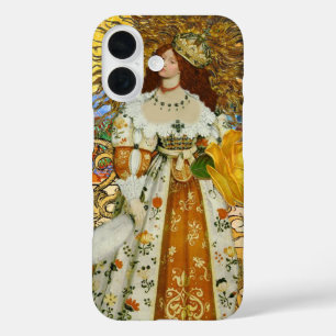 Vintage Woman Golden Sun: Leo Zodiac Collage Art iPhone 16 Case