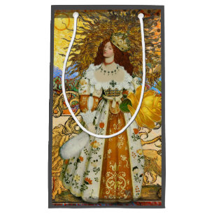 Vintage Woman Golden Sun: Leo Zodiac Collage Art Small Gift Bag