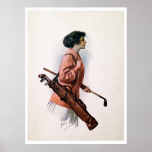 Vintage Woman Golfer Print