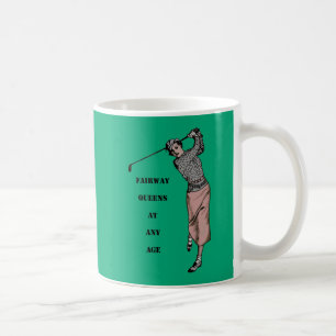 Vintage Woman Golfer Swinging the Golf Club URM Coffee Mug