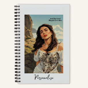Vintage Woman Happiness Quote Sea Journal