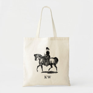 Vintage Woman Horseback Rider Personalize Tote Bag