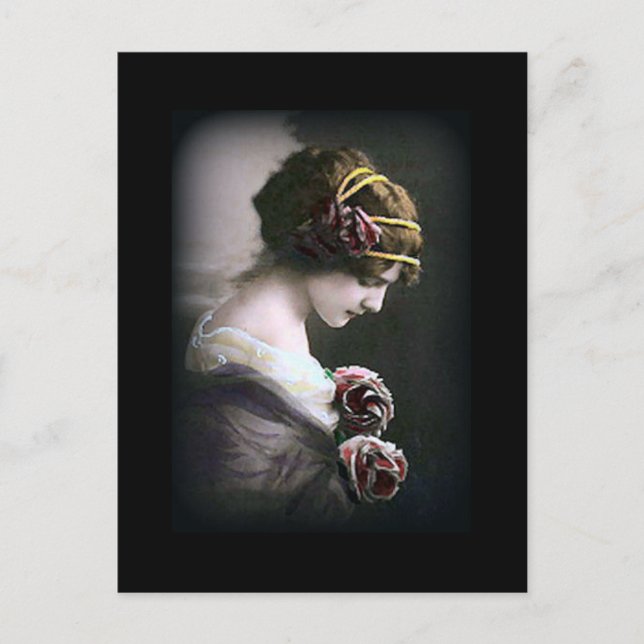 Vintage Woman in Black Postcard (Front)