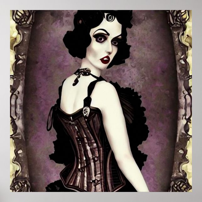 Vintage Woman in Corset Poster (Front)