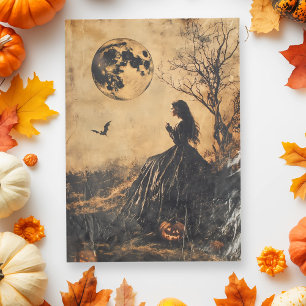 Vintage Woman in Full Moon Decoupage  Tissue Paper